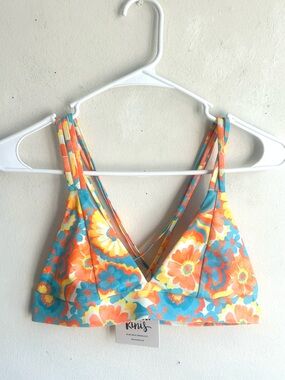 Kulani Kinis Miami Moon Floral Bikini Top Size Medium NWT